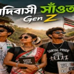 আদিবাসী সাঁওতাল Gen Z তরুণ-তরুণীদের সাংস্কৃতিক পরিচয় ও সাঁওতাল গর্বের প্রতীকী পোস্টার